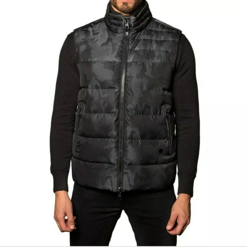 JARED LANG Aspen Black Camo Down fill Puffer Vest